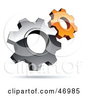Poster, Art Print Of Pre-Made Logo Of Silver And Orange Gear Cog Wheels