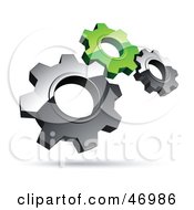 Poster, Art Print Of Pre-Made Logo Of Silver And Green Gears
