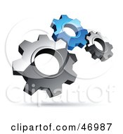 Poster, Art Print Of Pre-Made Logo Of Silver And Blue Gears