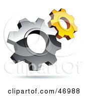 Royalty Free RF Clipart Illustration Of A Pre Made Logo Of Silver And Yellow Gear Cog Wheels by beboy