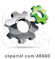 Poster, Art Print Of Pre-Made Logo Of Silver And Green Gear Cog Wheels