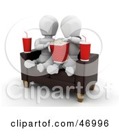 Poster, Art Print Of White Character Couple Watching A Movie And Sharing Popcorn