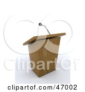 Deserted Wooden Lectern And Microphone