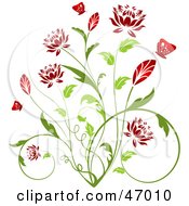 Poster, Art Print Of Beautiful Green Plant With Red Blossoms
