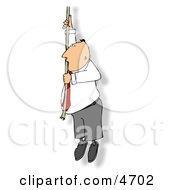 Businessman Hanging By A Rope Clipart Concept
