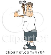 Man Hammering A Nail Into The Wall Clipart by djart