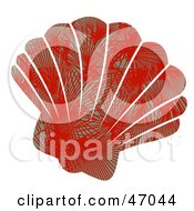 Poster, Art Print Of Palm Patterned Red Scallop Sea Shell