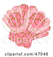 Clipart Illustration Of A Heart Patterned Pink Scallop Sea Shell by Prawny