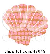 Clipart Illustration Of A Dot Patterned Pink Scallop Sea Shell by Prawny