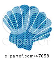Poster, Art Print Of Wave Patterned Blue Scallop Sea Shell