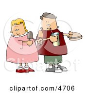 Boy And Girl Eating Food Together Clipart