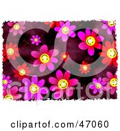 Clipart Illustration Of A Happy Pink Daisy Flower Background Bordered In White
