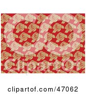 Poster, Art Print Of Victorian Rose Patterned Background On Red