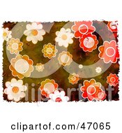 Clipart Illustration Of A Grungy Orange And Red Flower Background