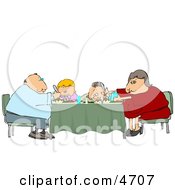 Family Eating Dinner Meal Together At The Dining Room Table Clipart