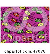 Clipart Illustration Of A Pink Background Of Colorful Spiders by Prawny