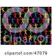 Clipart Illustration Of A Black Background Of Colorful People