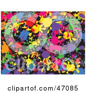 Clipart Illustration Of A Black Background With Colorful Splats by Prawny
