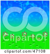 Poster, Art Print Of Green And Blue Background With Bubble Flowers
