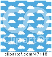 Poster, Art Print Of Blue Background Of Puffy White Clouds