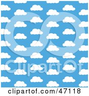 Clipart Illustration Of A Blue Background Of Puffy White Clouds by Prawny