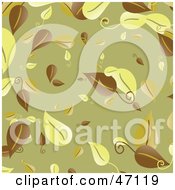 Poster, Art Print Of Beige Background Of Brown And Yellow Leaves