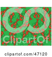 Clipart Illustration Of A Green Background Of Red Lobsters by Prawny