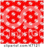 Poster, Art Print Of Red Background Of White Ladybugs In Rows