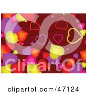 Poster, Art Print Of Background Of Colorful Hearts On Red