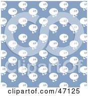 Clipart Illustration Of A Blue Background Of White Aliens