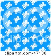 Poster, Art Print Of Blue Background With Rows Of White Butterflies