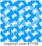 Clipart Illustration Of A Blue Background With Rows Of White Butterflies by Prawny