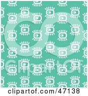 Clipart Illustration Of A Green Background Of White Abstract Eyes by Prawny