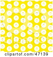 Poster, Art Print Of Yellow Background Of White Smiley Faces