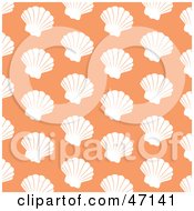 Poster, Art Print Of Pastel Orange Background Of White Scallops
