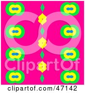Clipart Illustration Of A Pink Kaleidoscope Background With Green Yellow And Blue Designs