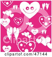 Poster, Art Print Of Pink Valentine Background Of White Hearts And Arrows