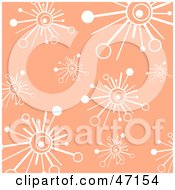 Clipart Illustration Of A Pastel Orange Background Of White Retro Burst Stars