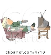Couch Potato Man Holding The Tv Remote Controller