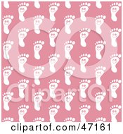 Poster, Art Print Of Pink Background Of Happy White Foot Prints