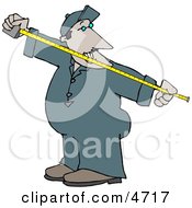 Man Measuring Something With A Tape Measure