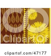 Clipart Illustration Of An Abstract Yellow And Brown Leaf And Flower Background
