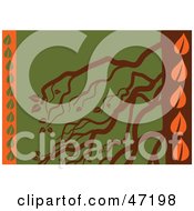 Poster, Art Print Of Abstract Green Brown And Orange Tree Background