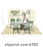 Lonely Businessman Sitting And Waiting By Himself At A Meeting Which Was Scheduled For 800