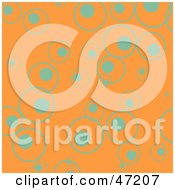 Poster, Art Print Of Orange Background Of Turquoise Circles