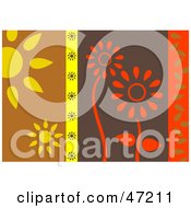 Clipart Illustration Of An Abstract Background Of Flowers Under The Sun