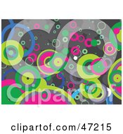 Clipart Illustration Of A Gray Background Of Funky Colorful Circles