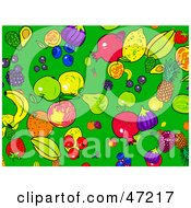 Poster, Art Print Of Green Background Of Healthy Fruits