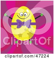 Poster, Art Print Of Happy Yellow Star Patterned Easter Egg On A Retro Pink Background