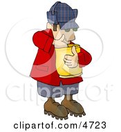 Poster, Art Print Of Hungry Woodsman Eating Food From A Bag